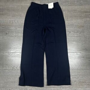 St John Evening by Marie Gray‎ Navy Wool Blend Wide Leg Knit Pants Size 10